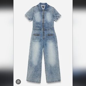 NastyGal ☆ Plus Denim Short Sleeve Jumpsuit